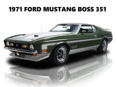 1971 Ford Mustang Boss 351 New Metal Sign: Original Look in Green
