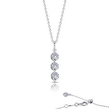 *BRAND NEW* Sterling Silver with 1.38CTW Diamond Three-Stone Pendant Necklace