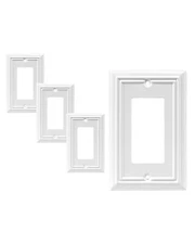 DEWENWILS Metal Outlet Cover, Standard Size Switch Cover, 4 Pack, White