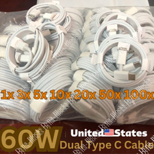 Lot 60W USB-C to Type-C Cable PD Fast Charger For Samsung Macbook iPhone 15 16