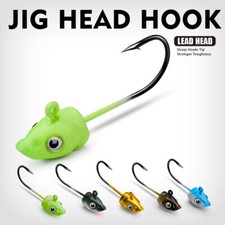 10Pack Lead Underspin Jig Heads Fishing Hook 3D Eyes Bass Trout Lure Bait 3.5-7g