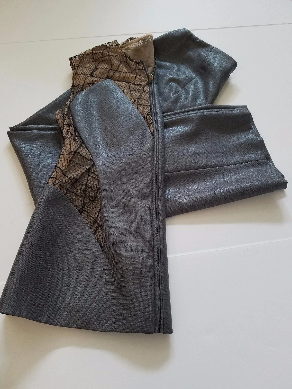 TUTA PANTALONI GIANNI VERSACE COUTURE GRIGIO RETE METALLICA **RARO EDITORIALE**(abito)