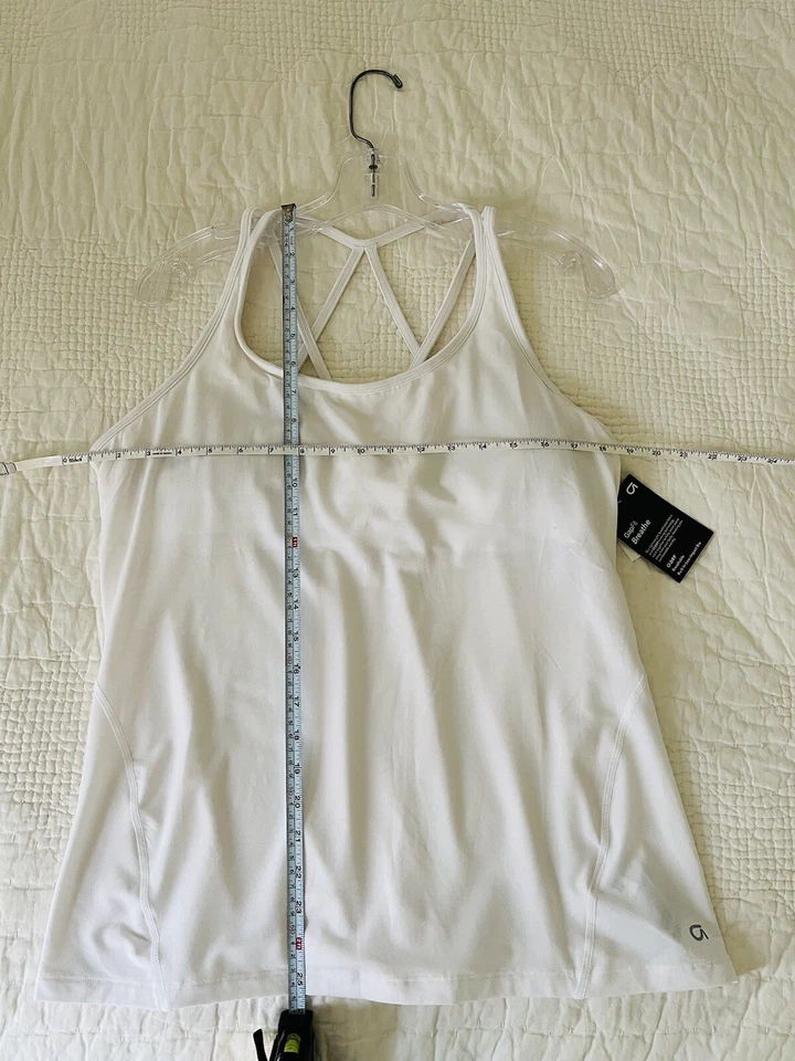 Camiseta sin mangas deportiva blanca clara GAP FIT a rayas para mujer talla XL Foto 4 de 4