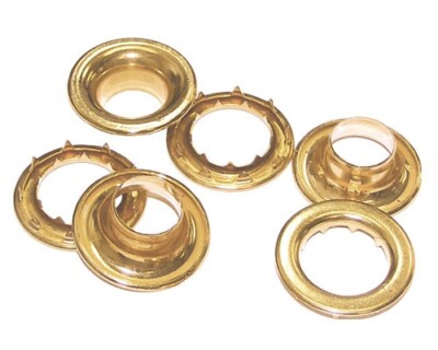 (144) Osborne No G2-1 BRASS Grommets & SPUR Washers, SIZE 1: hole 13/32'' (13046)