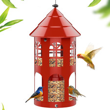 Metal Bird Feeder for Outdoor Hanging, Large Capacity Wild Bird Feeder with Weat