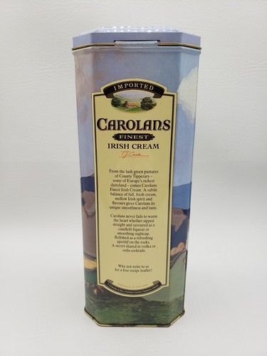 Vintage CAROLANS Finest Irish Cream Liquor Tin Canister Hinged Lid Farm Country - Picture 3 of 8