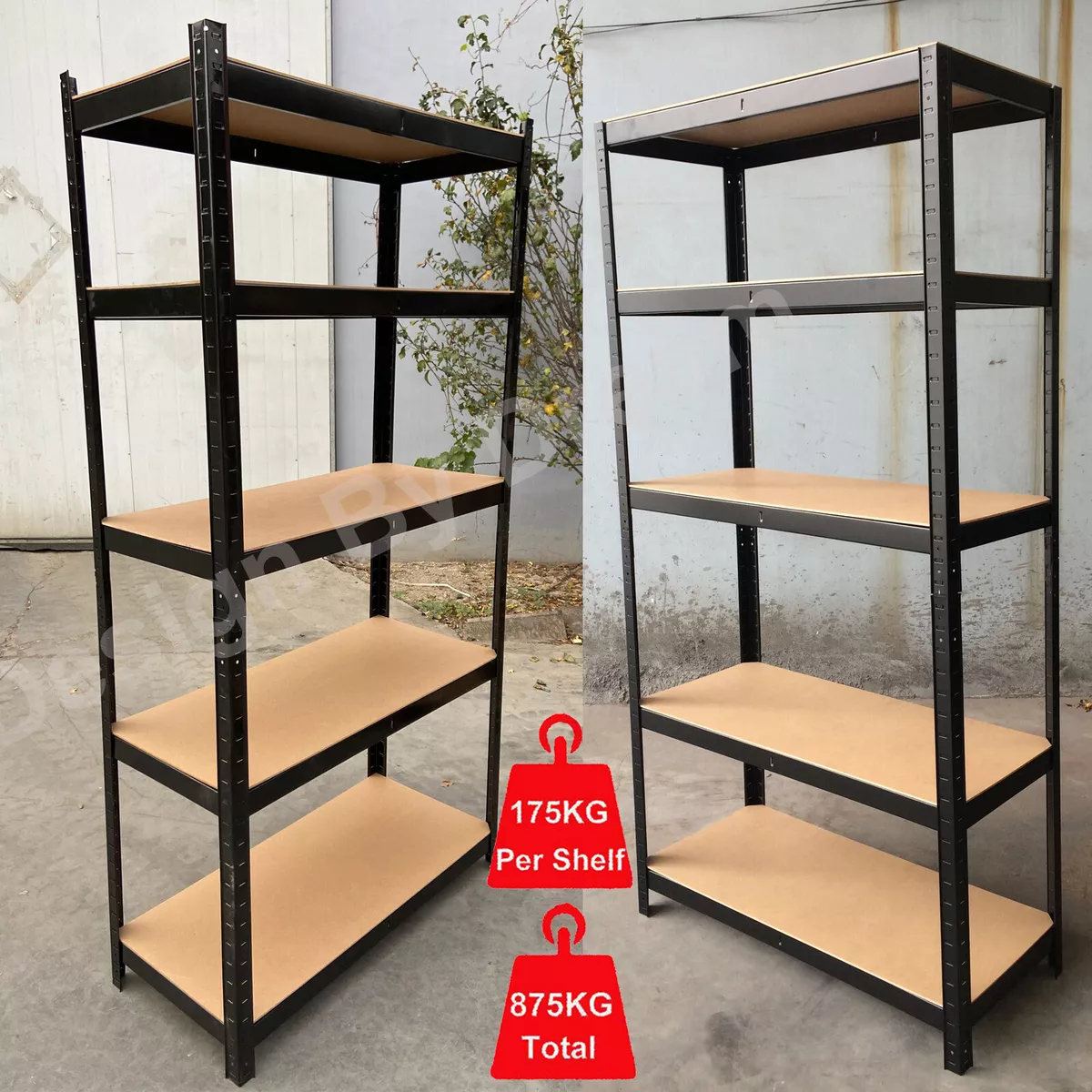 5 Shelf Heavy Duty Metal Rack Bookcase Garage Shelving Storage 90