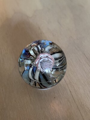 Handmade Glass 1+  Marble Striped Blue Swirl Murrini Flower Sarà Sally LaGrand