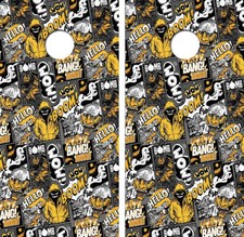 Boom Bang Wow Cornhole Board Wrap LAMINATED Decals Vinyl Sticker 4682