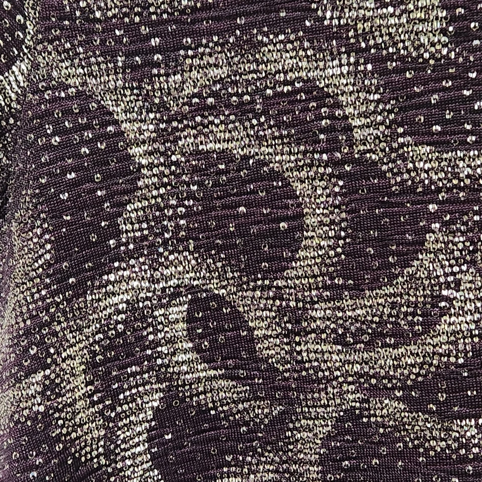 Vestido Lularoe Niñas 8 Alto-Bajo Semi Transparente Púrpura con Remolinos Metálicos Manga Corta Foto 3 de 4