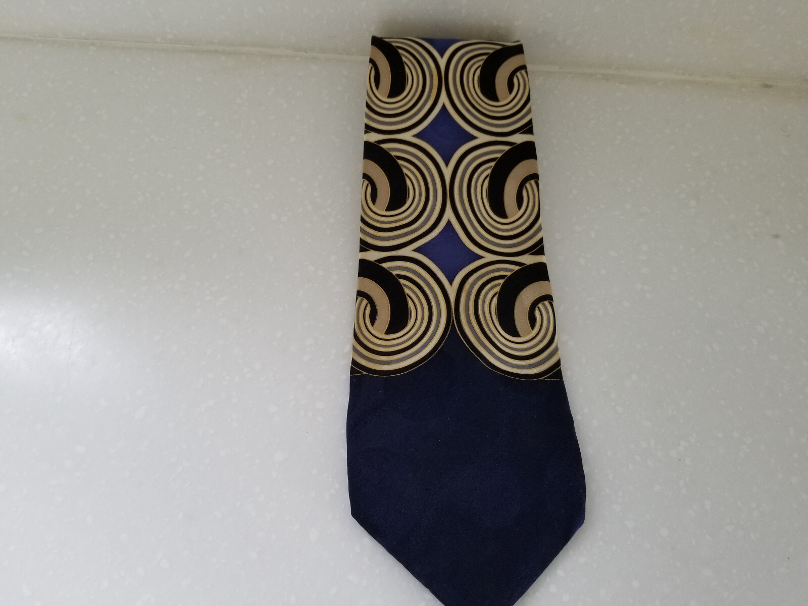 Ottimo Uomo 100% Silk Handmade Mens Necktie Blue Beige Black Design