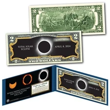 2024 TOTAL SOLAR ECLIPSE April 8th Official Authentic Legal Tender  U.S. $2 Bill