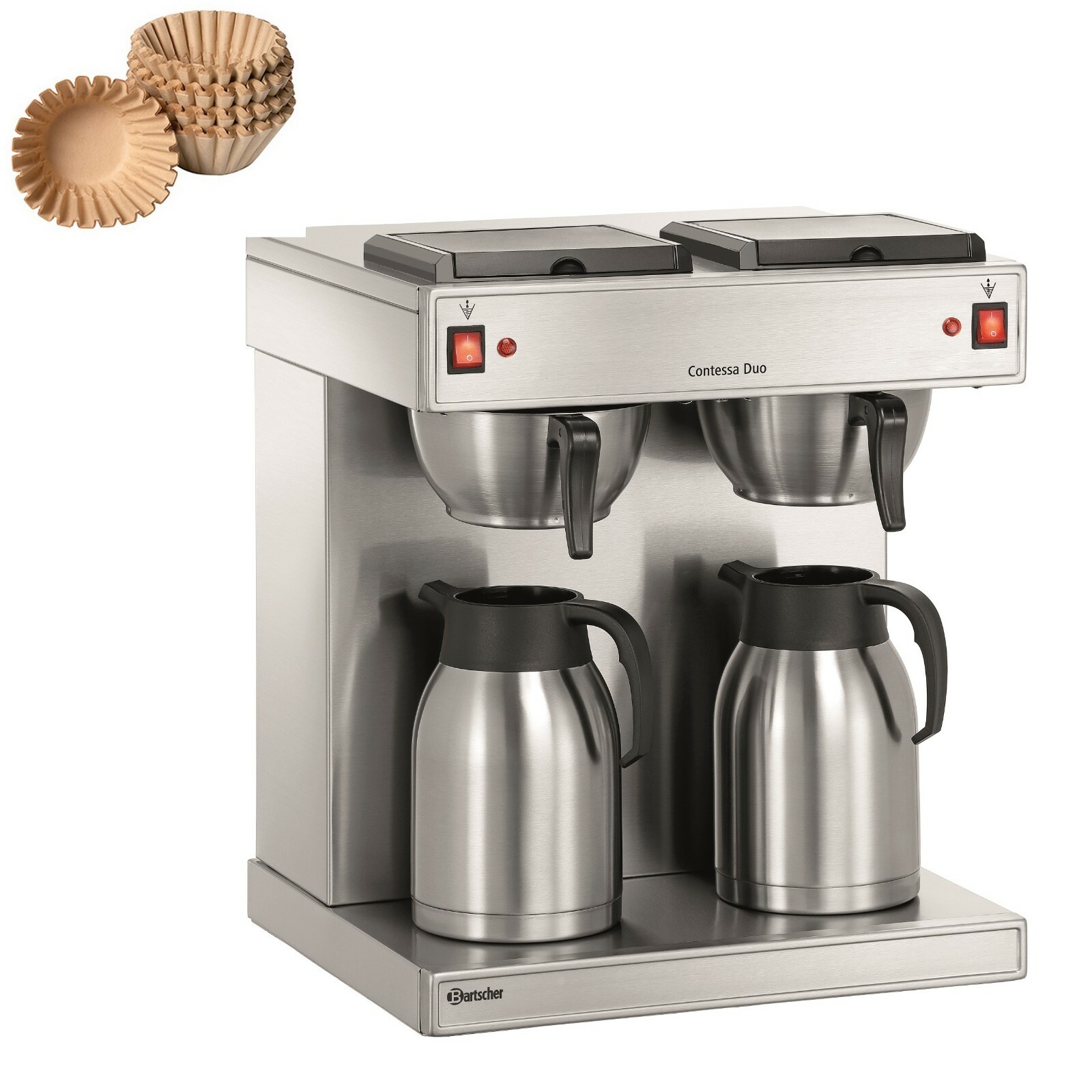 Gastro Kaffeemaschine Doppelt + 1000 Filter Gastronomie Kaffeeautomat CNS