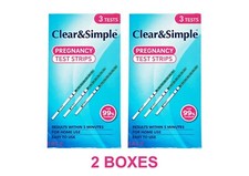 2 x Clear & Simple Pregnancy Test Strips - 2 BOXES = 6 STRIPS Free P&P