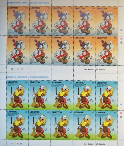 LESOTHO 1992 KLB 970-73 Disney Cartoons GRANADA 92 spanish Costumes Clothes MNH - Bild 2 von 2