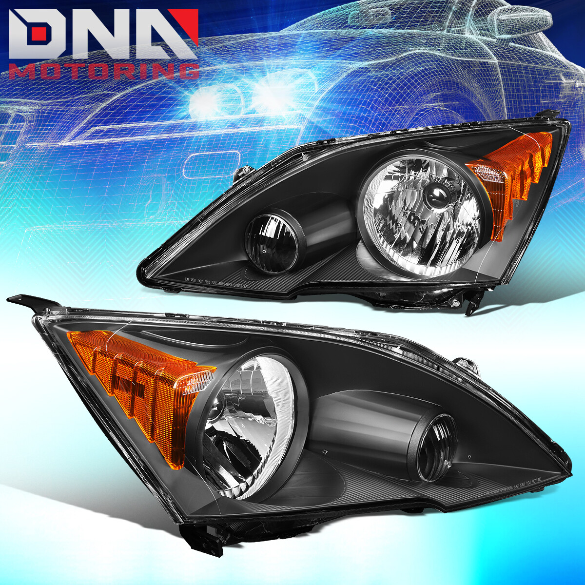 FOR 2007-2011 HONDA CRV CR-V PAIR HEADLIGHT HEADLAMP BLACK HOUSING AMBER CORNER | eBay 車のヘッドライトアセンブリ ホンダCRV 2007-2011用ヘッドランプ フロントライト LEDウィンカー DRLヘッドライト H