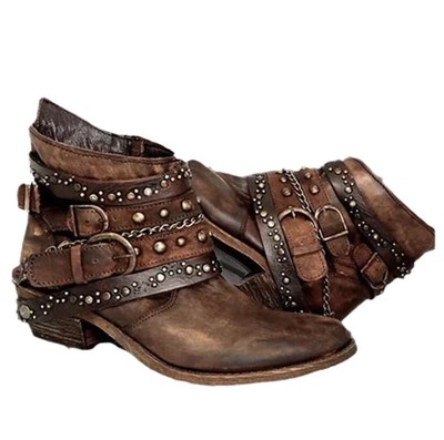 Women's shoes autumn thick heel oversized belt short tube boots