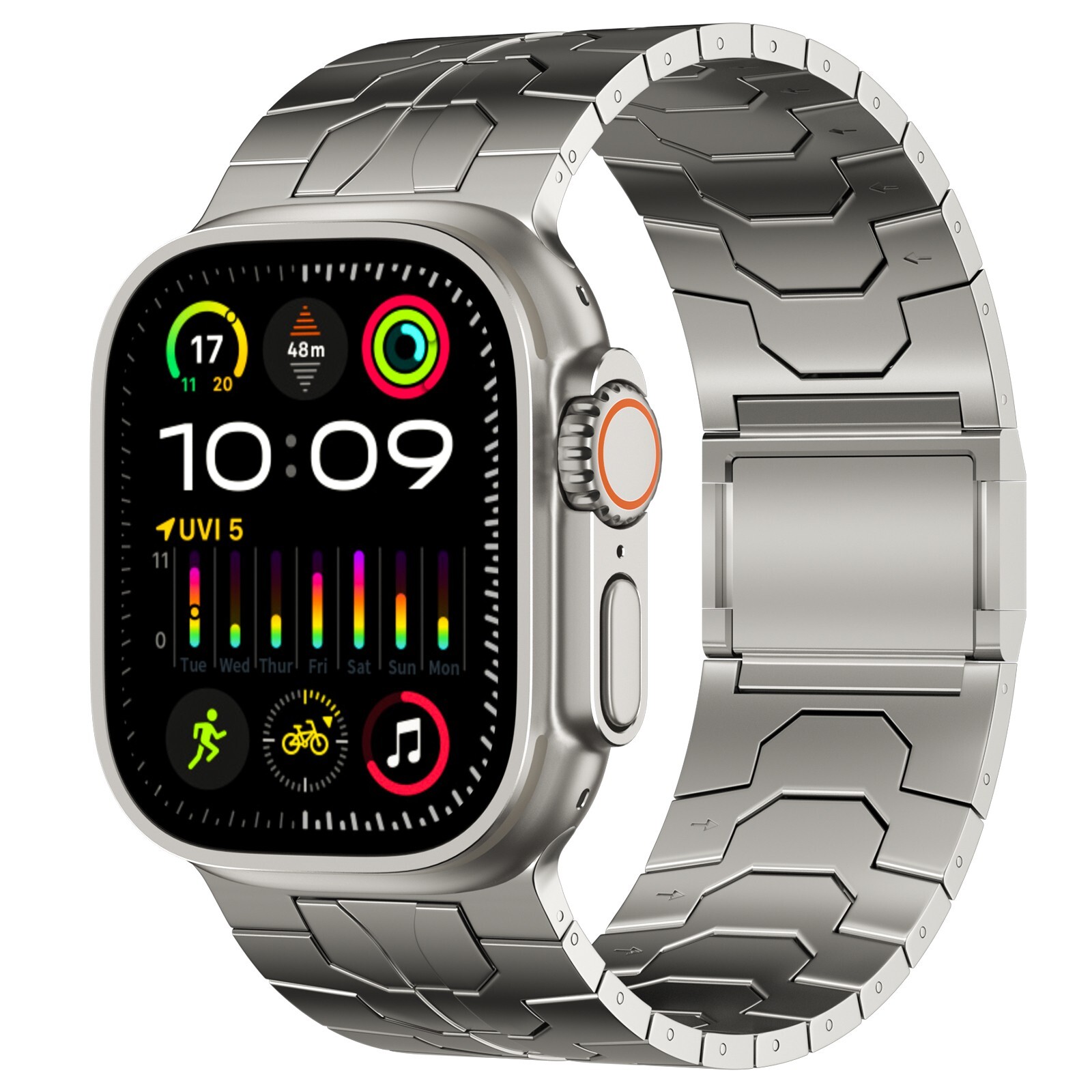 Full titanium band with titanium magnetic clasp connector for Apple Watch band