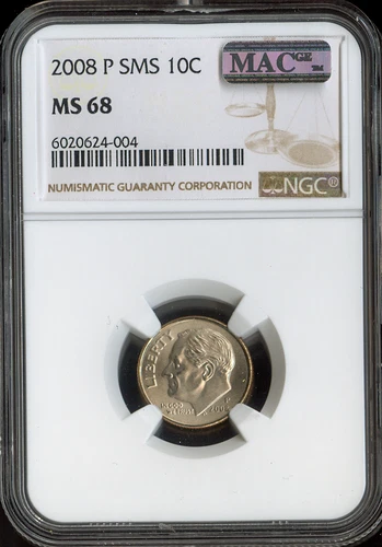 2008 P Roosevelt Dime NGC MS 68 SMS MAC QUALITY✔️