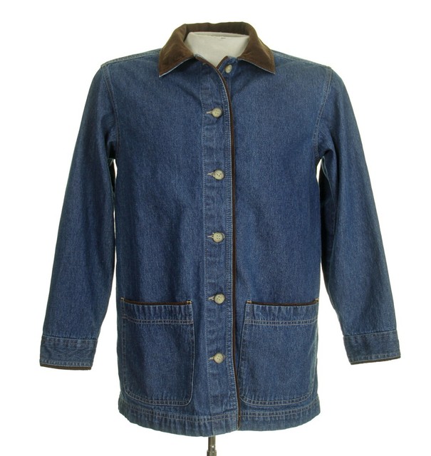 CABIN CREEK Blue Denim Corduroy Collar Lightweight Jean Jacket Coat