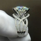 Art Deco 3 Ct Round Cut Moissanite Vintage Engagement Ring 14K White Gold Plated