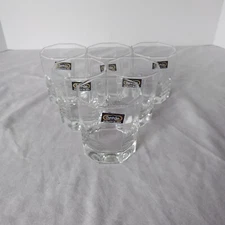 Vintage Pasabahce 10 oz Glass Panel Double Old Fashioned Bar Glasses Set 6 & Box