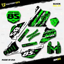 White & Green Slick Racing Graphics Kit fit Suzuki RM85 01-21 Plates RM 85 Decal