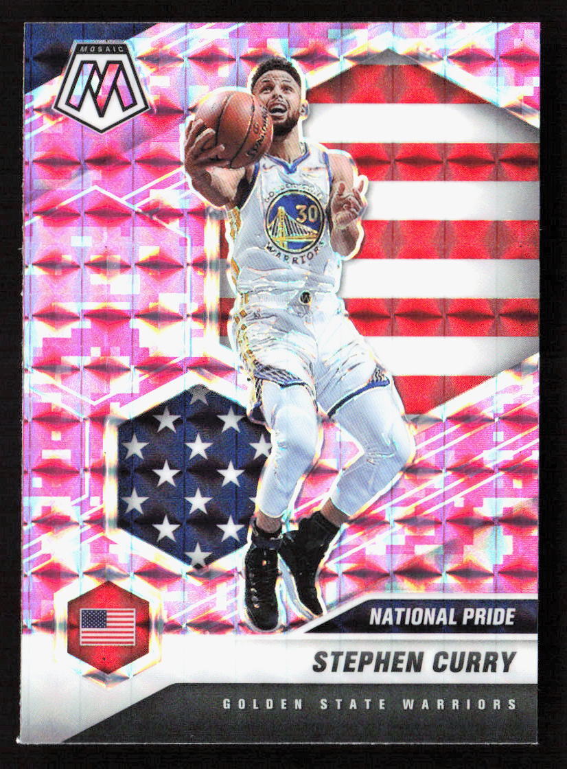 2020-21 Panini Mosaic Stephen Curry National Pride Pink Camo Prizm #249 Warriors