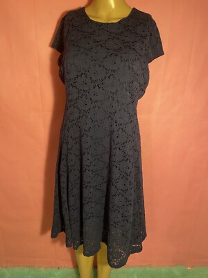 alfani short sleeve navy blue floral Lace Dress size 10