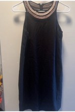 Ann Taylor Size 4p Black Tan Mesh Embroidered Halter Neck Women’s Shift Dress