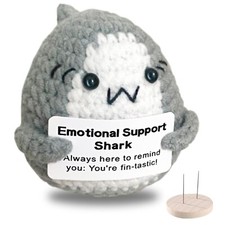 Emotional Support Shark Positive Crochet Animals Shark Gifts, Decor Shark Stu...