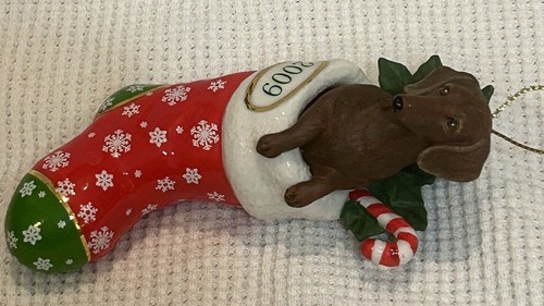 The Danbury Mint 2009 Home For The Holidays Bassotto Cane Decorazione Natalizia Nuovo con scatola - Foto 13 di 16