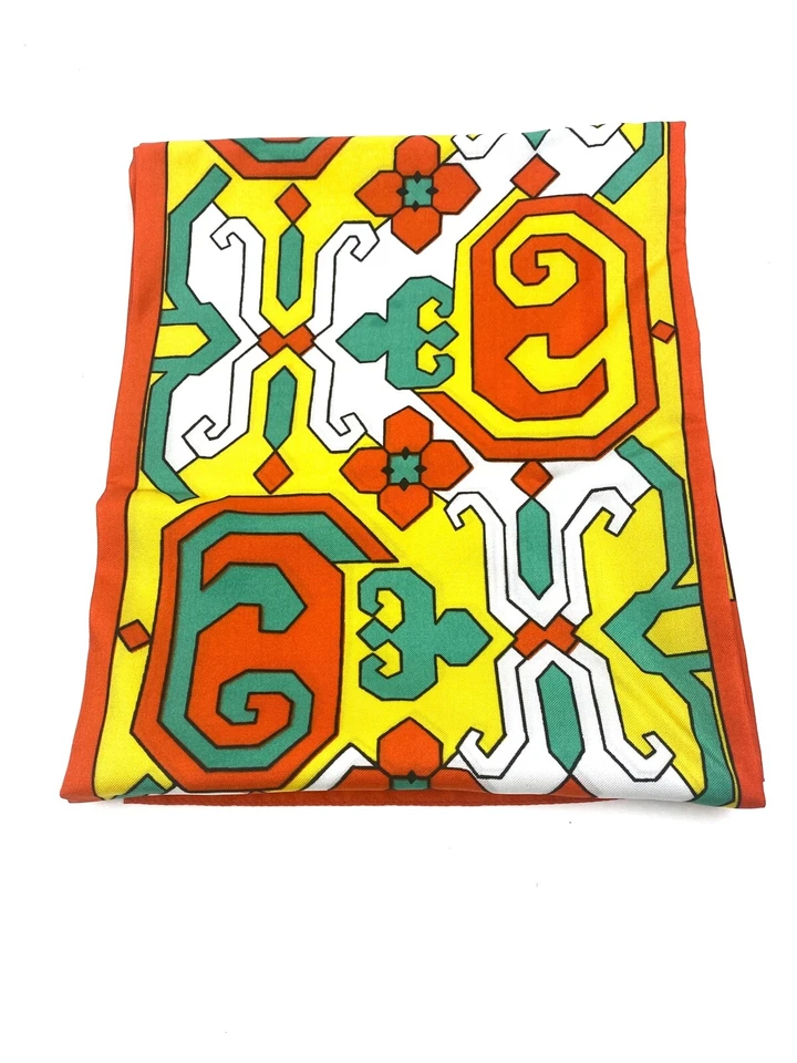 Bufanda Naranja Verde Amarillo Marca "Yo" Larga Moda Italiana Bufanda De Colección Años 70 Foto 3 de 4