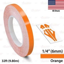 1/4" Roll Vinyl Pinstriping Pin Stripe Solid Line Tape Decal Sticker 6mm ORANGE