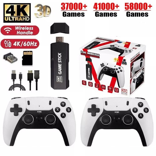 58000+ 4K HDMI TV Video Game Stick Retro Gaming Console w/ 2 Wireless Controller