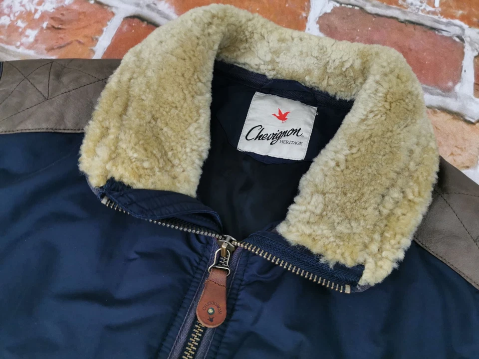 CHEVIGNON HERITAGE JONES BOMBER VINTAGE VESTE TOG'S NAVY BLEU TAILLE M RARITÉ - Photo 4/4