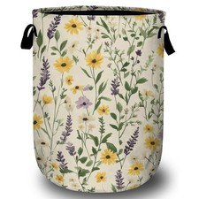 Daisy Lavender and Buttercups Laundry Basket, Laundry Hamper Collapsible Oxfo...