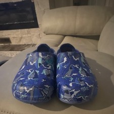 Cat Jack Unisex Kids Blue Shark Print Clog Slippers Slip On Flat Toe