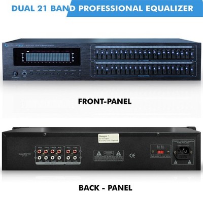 TPro Dual 21 Band Professional Stereo Equalizer for Home Audio Rack Mount Black