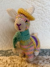 Vintage handmade crochet plush cat red