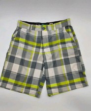Op Ocean Pacific OPFLEX 4 Way Stretch Board Shorts Yellow Gray Plaid 36 38x11