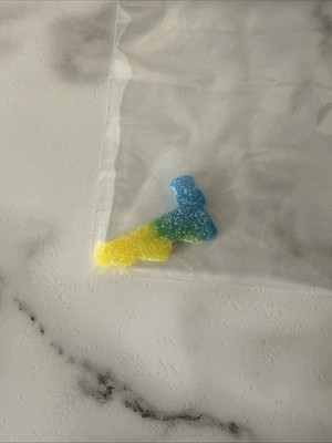 Rare Blue Yellow Sour patch kid Gummy Candy Piece in Clear Plastic Bag (1)
