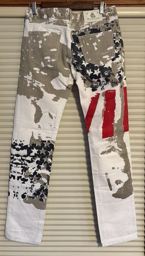 KU LANG BU LUO Damen Jeans 32 amerikanische Flagge Camouflage abstrakter Druck 4. Juli - Bild 5 von 16