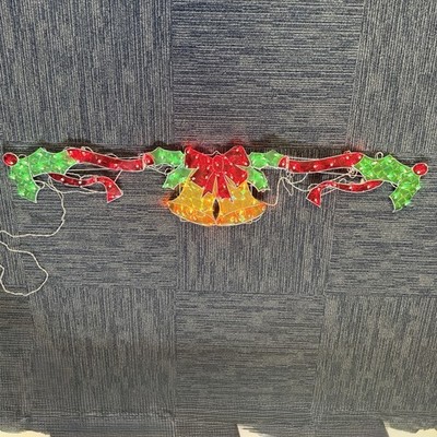 Vintage 2006 60  Bells Holly Holographic Light Christmas Decor Menards Works Box