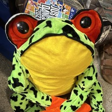 Large Green Spotted Frog Plush Stuffed Animal Orange Feet Yellow Belly 2012