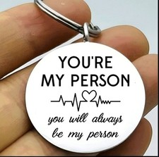 You're My Person Heart Beat Stainless Steel Keychain Lover Couple