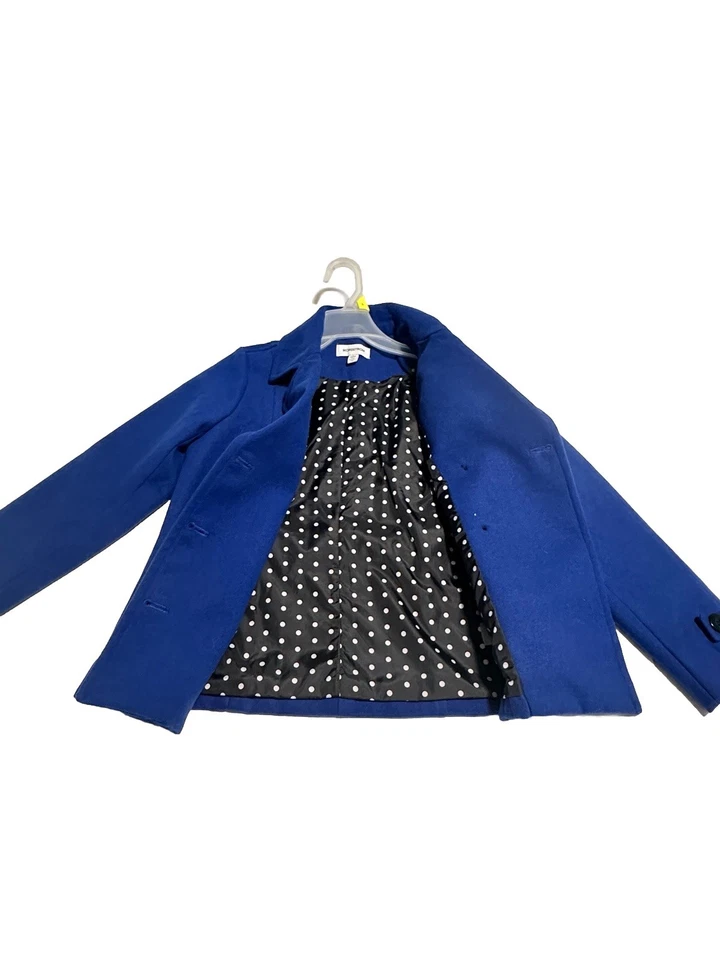 Abrigo Nordstrom Niñas Color Azul Lado L 10-12 Doble Pecho Forrado  Foto 4 de 4