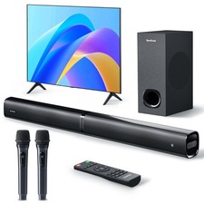 Soundbar with Subwoofer for TV, Home Theater Bluetooth 5.3 Speaker 2, Black