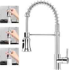 Hanviter Kitchen Mixer Tap Pull Down 3 Spray Modes Black Stainless Steel 360°