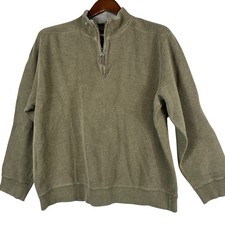 Tasso Elba Mens XL 1/4 Zip Cotton Pullover Sweater Olive Casual Classic